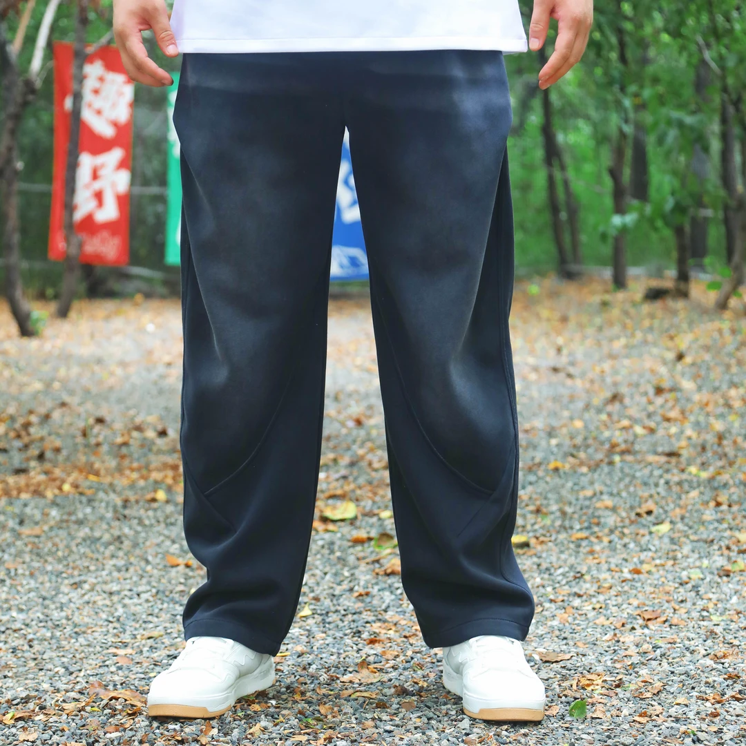 秋季高街宽松直筒水洗渐变拖地裤2580