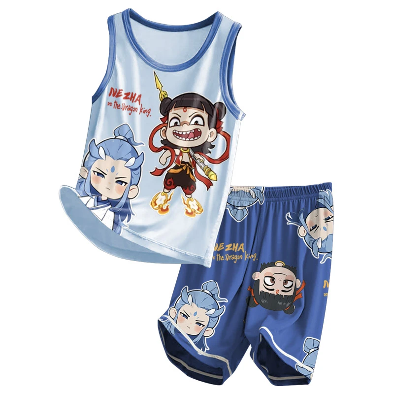 男童冰丝睡衣2025新款莫代尔凉感儿童背心男孩初中生哪咤夏天无袖