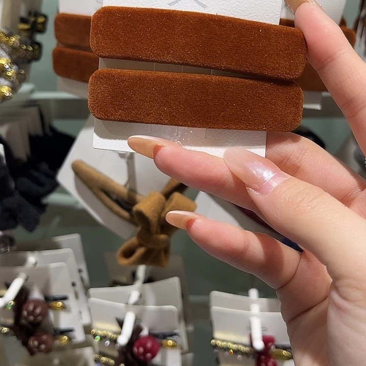 布艺铁合金长方形南瓜色丝绒拜拜夹