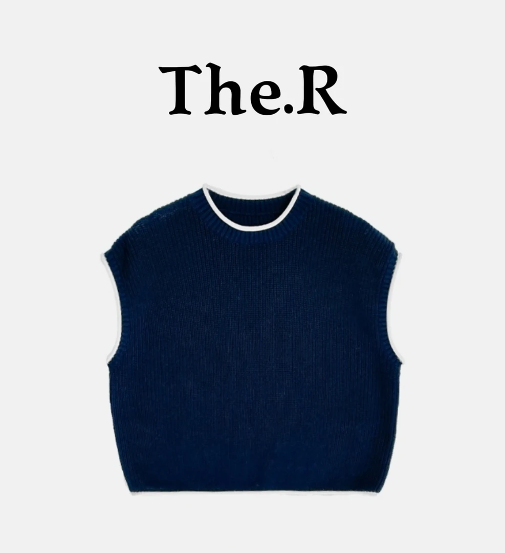 『定制空气棉纱』2025春夏时尚百搭撞色圆领YOE撞色卷边廓形背心