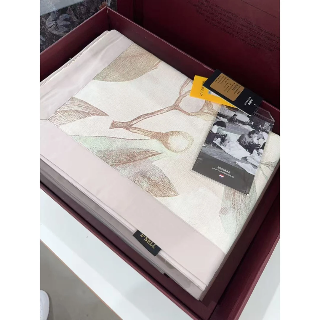 月亮家-鄂尔多斯-超柔亲肤羊绒印花四件套-柔叶雅兰