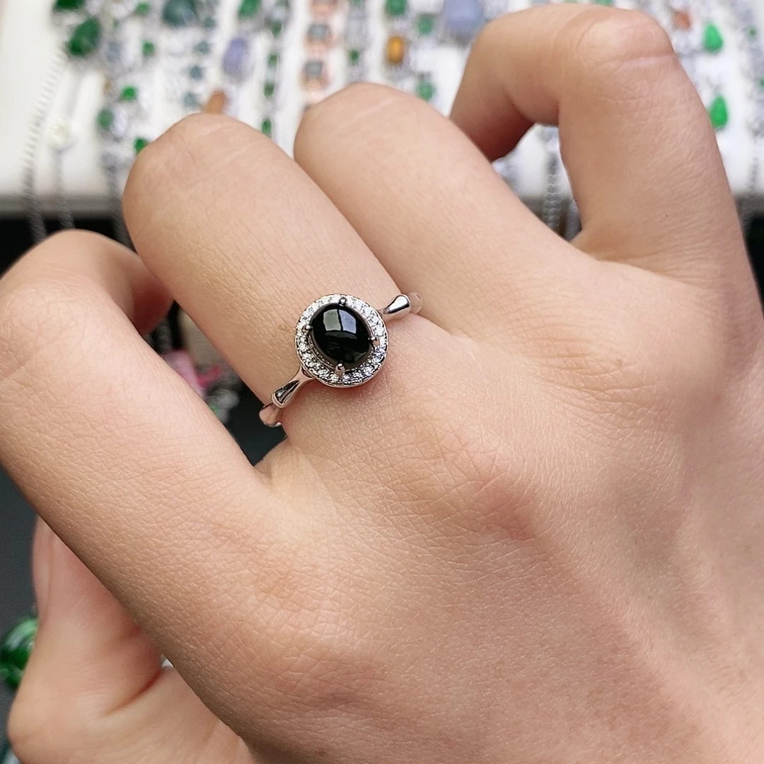 翡翠银S925镶嵌戒指