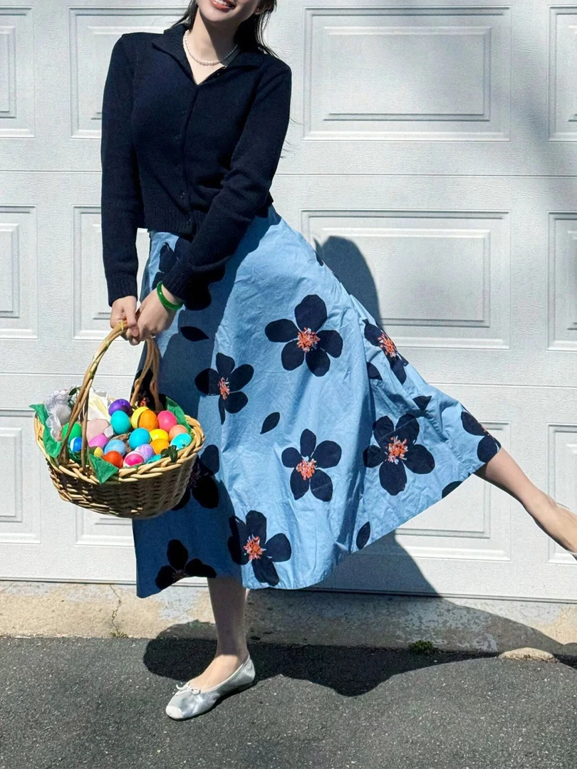 肉肉家*大码静奢风情花朵半身裙