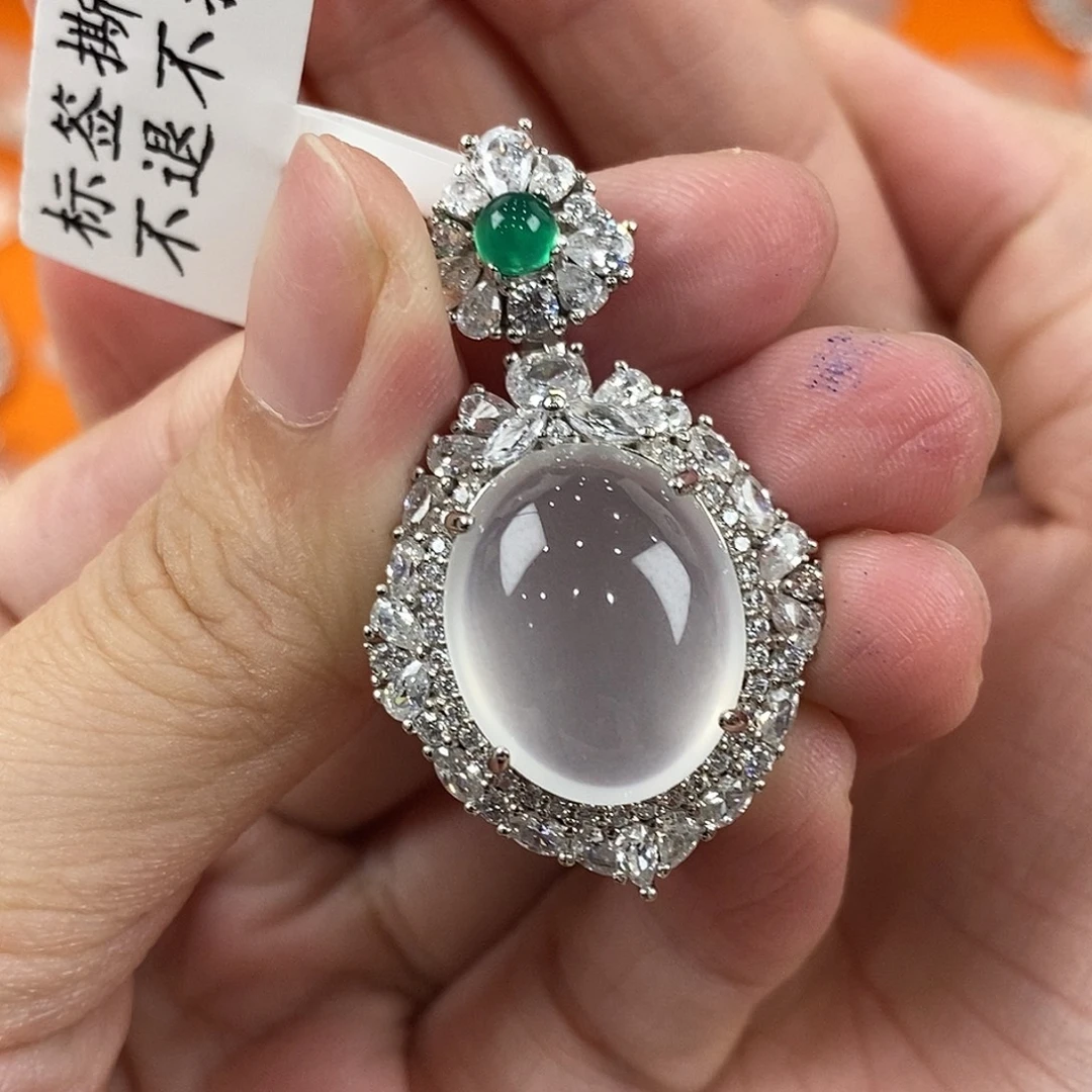 *****银S925镶嵌吊坠石英质玉