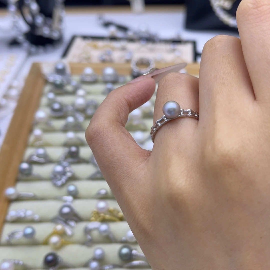 海水珍珠银S925镶嵌戒指
