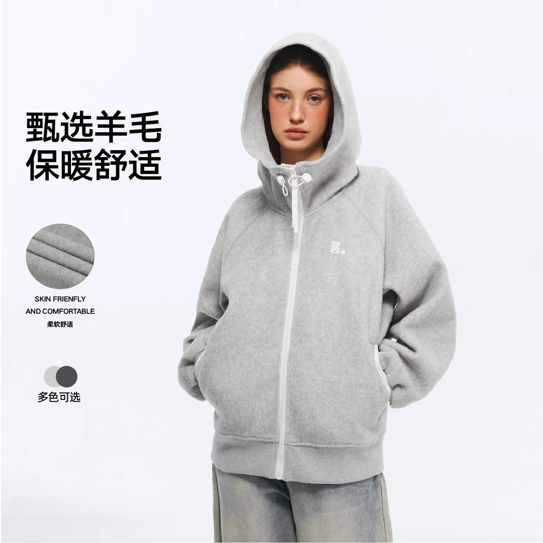 RASS连帽羊毛卫衣柔软舒适保暖秋冬宽松休闲户外带帽rass羊毛卫衣