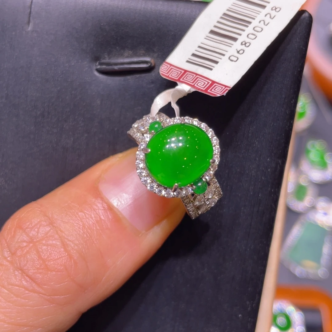 翡翠银S925镶嵌颈饰戒指