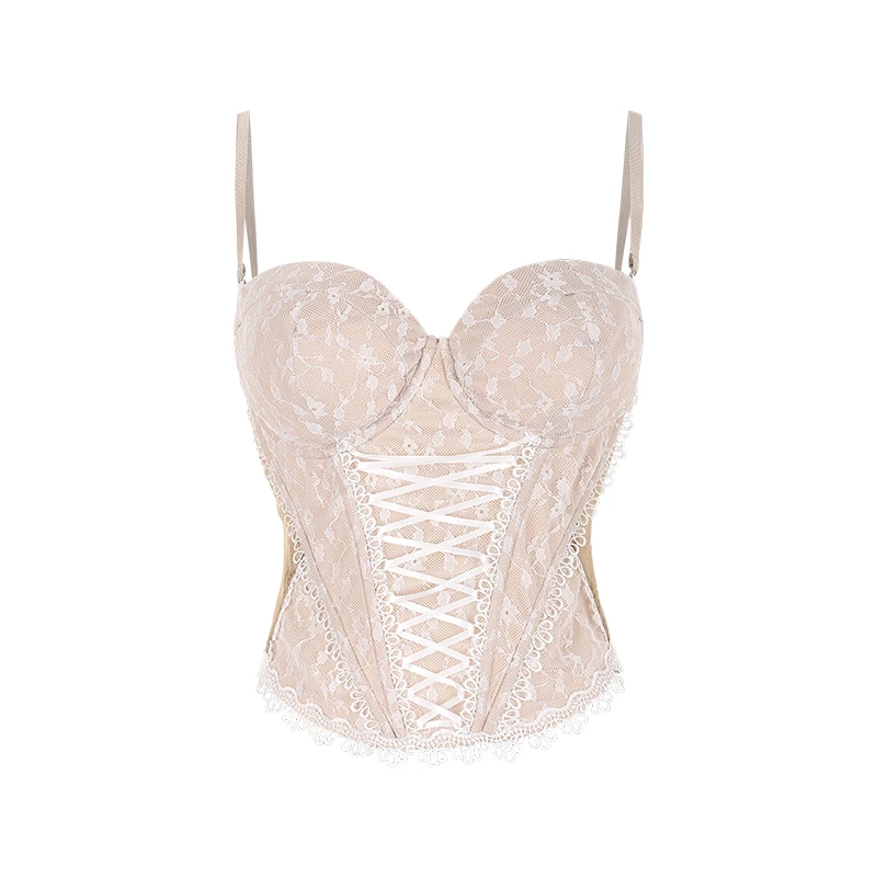 黑泽玄七 巴斯克蕾丝10根软鱼骨掐腰辣妹设计感时尚小众显瘦胸衣