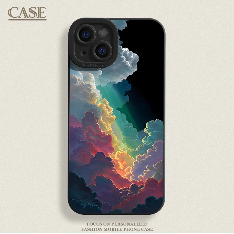 七彩祥云适用iPhone17ProMax手机壳16苹果15软14瞳影13磨砂1211xr