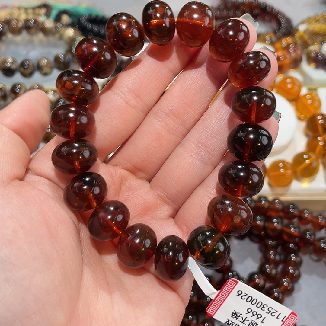 琥珀未镶嵌手链14m血