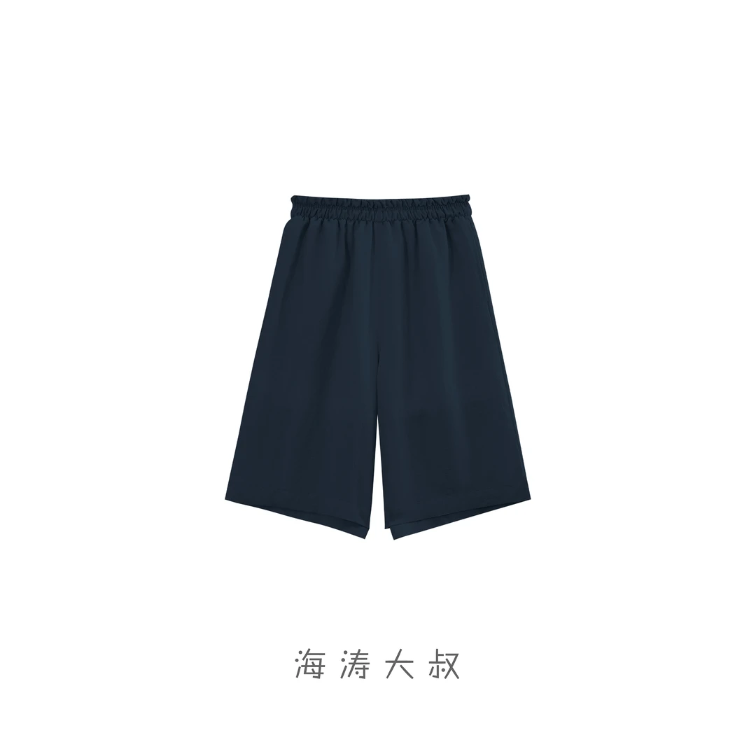 【海涛大叔】「栖膝」松紧腰弹力宽松夏季简约五分短裤