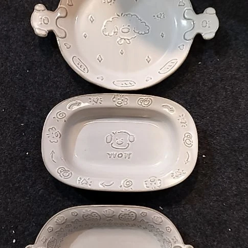 瓷片微瑕狗狗三件套一组