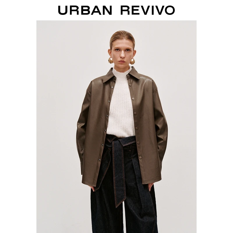 【秀场同款】UR2026春季新款女装摩登PU宽松罩衫衬衫UWM250120