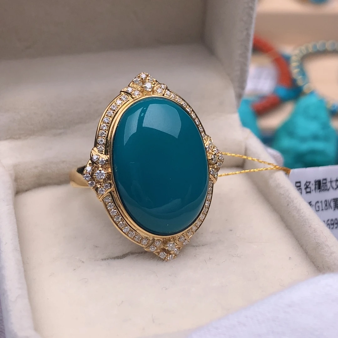 绿松石18K金镶嵌珠宝奇石