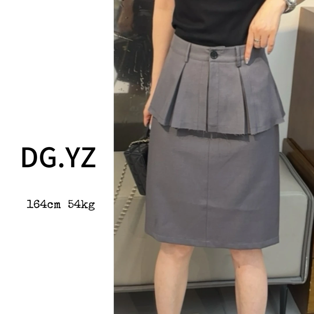 【樱子家】2756F假两件荷叶边西装五分半身裙