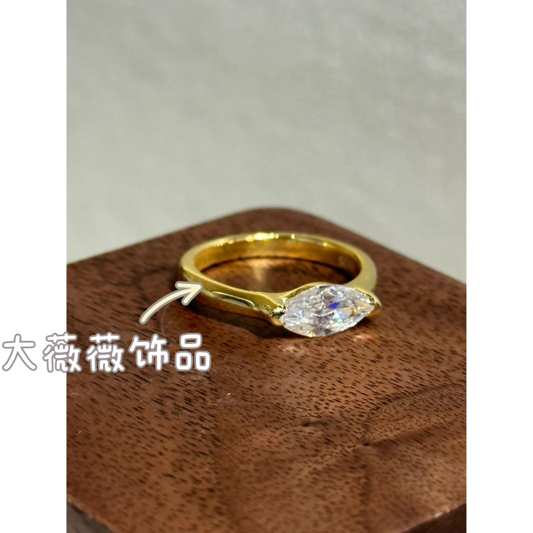 925银戒指 冷淡风百搭金色戒指-4846