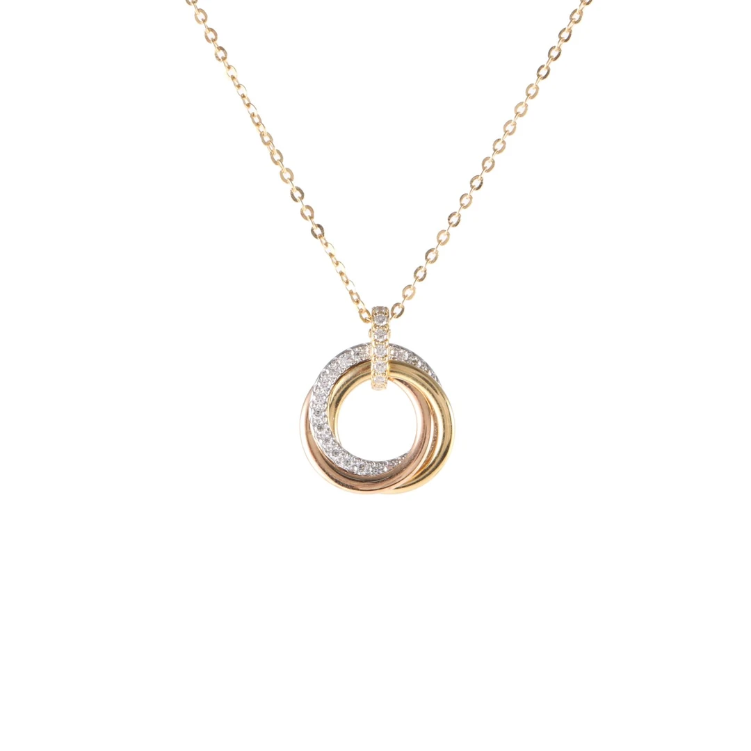 99新 Cartier/卡地亚 小花柳 三环三色金项链