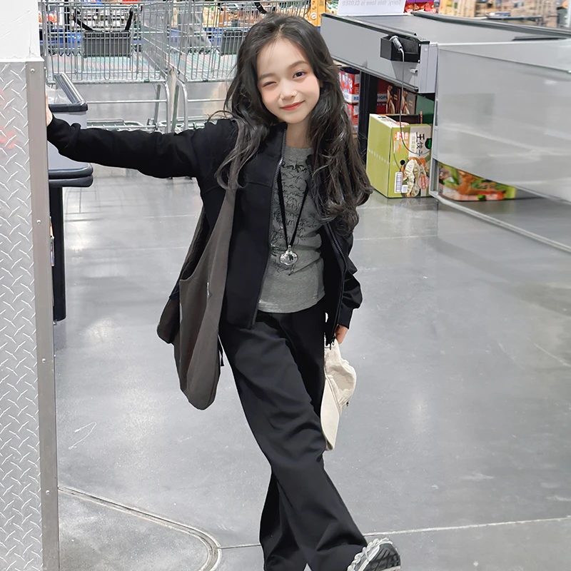 简约潮牌店铺儿童服装2025年新款衣服女童装秋装套装6-12岁高级感