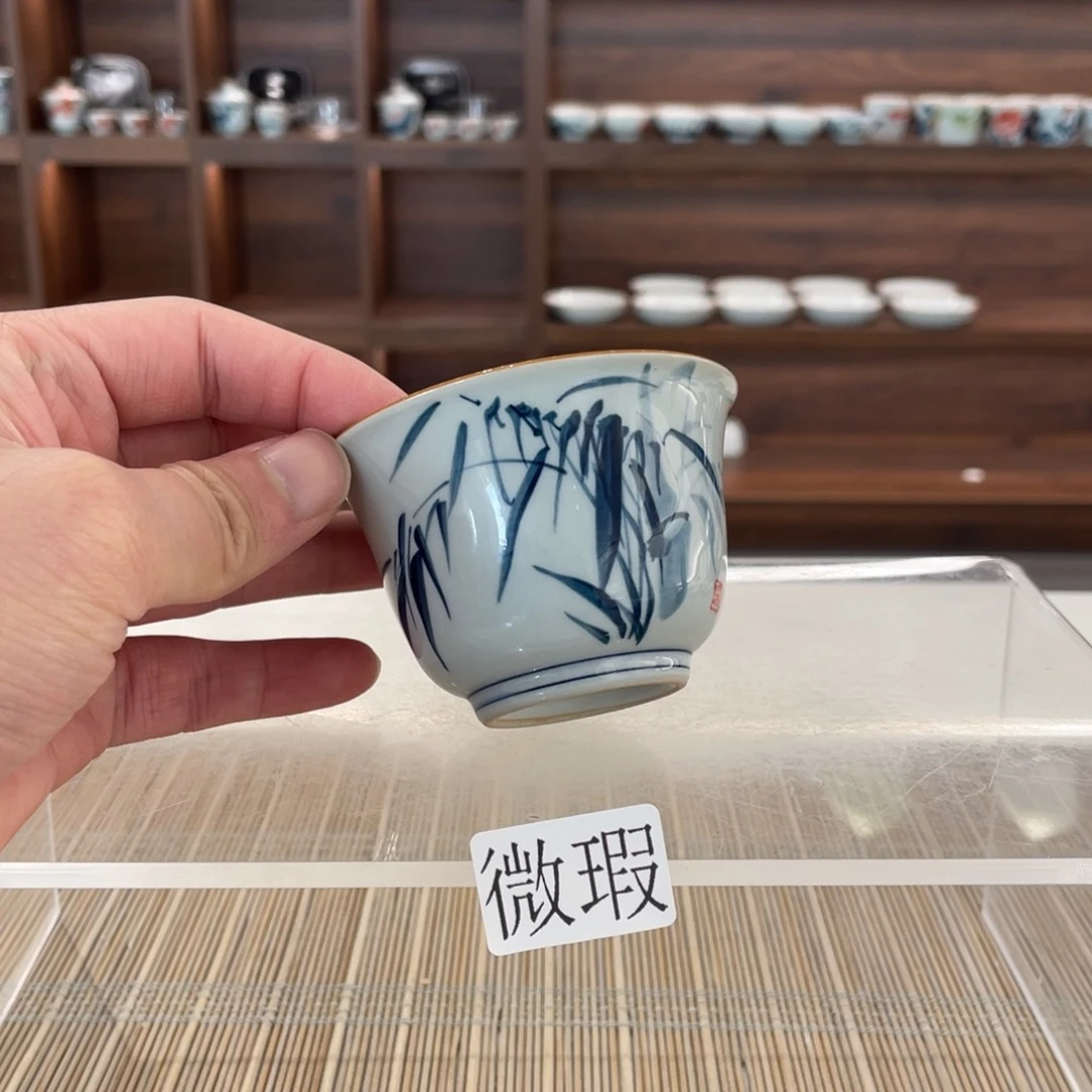 釉下手绘茶具微瑕