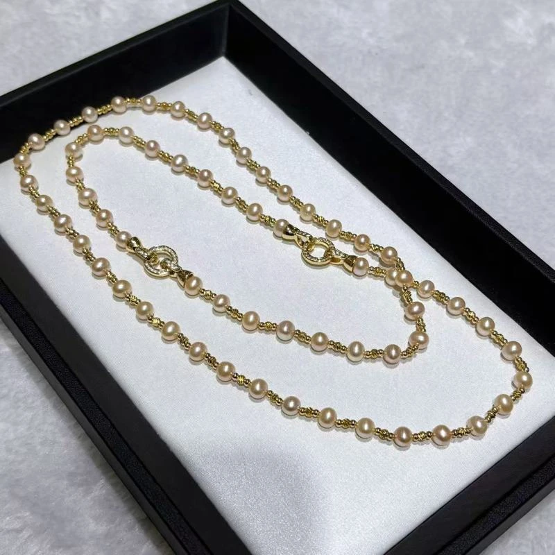 【二姐专属】淡水无核 中国红珍珠项链毛衣链 5-6mm