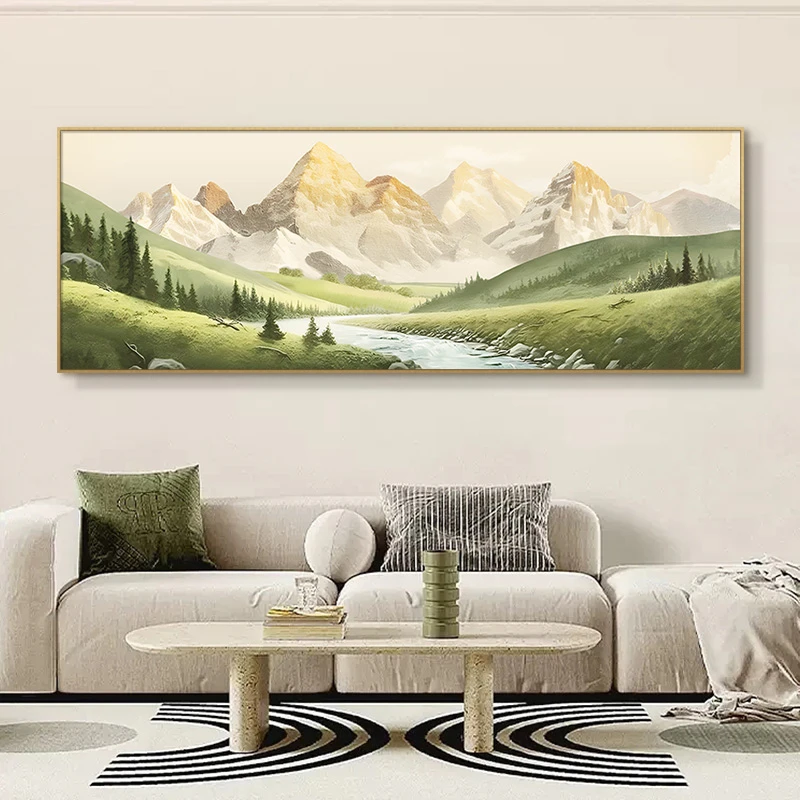 日照金山北欧客厅背景墙装饰画大幅沙发背景墙挂画金山70200