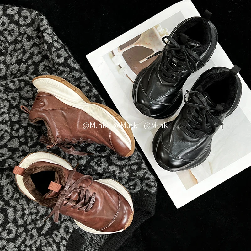 【加绒老爹鞋】马皮版巴家老爹鞋加绒保暖厚底舒适潮流单鞋529R