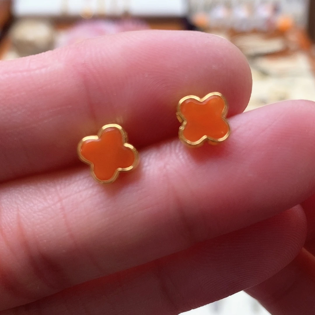 南红玛瑙耳饰银S925镶嵌