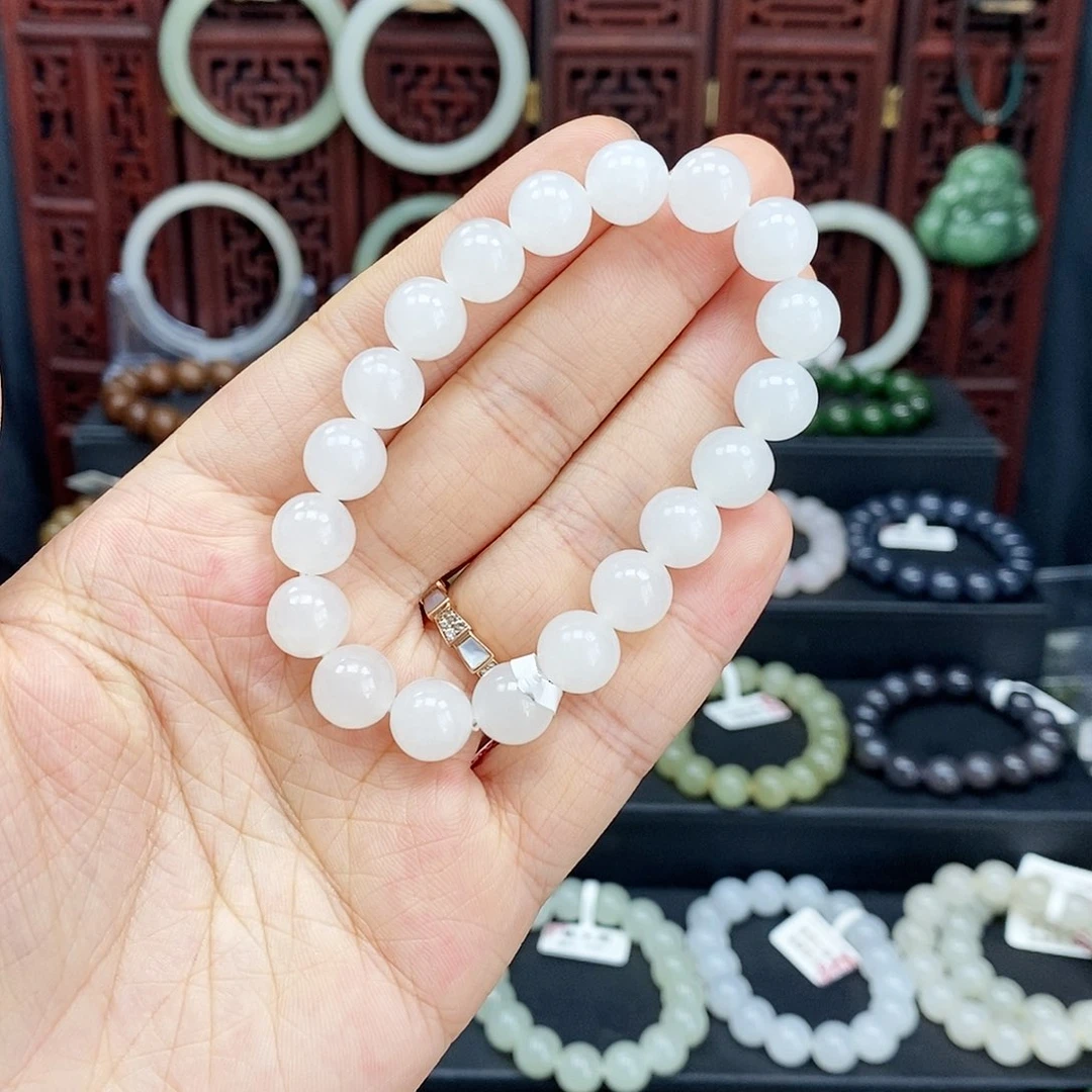 和田玉手串未镶嵌白玉10