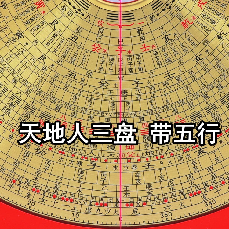 老字号3寸5寸6寸8寸10寸盘高精度纯铜风水罗盘木盒批财神爷神像