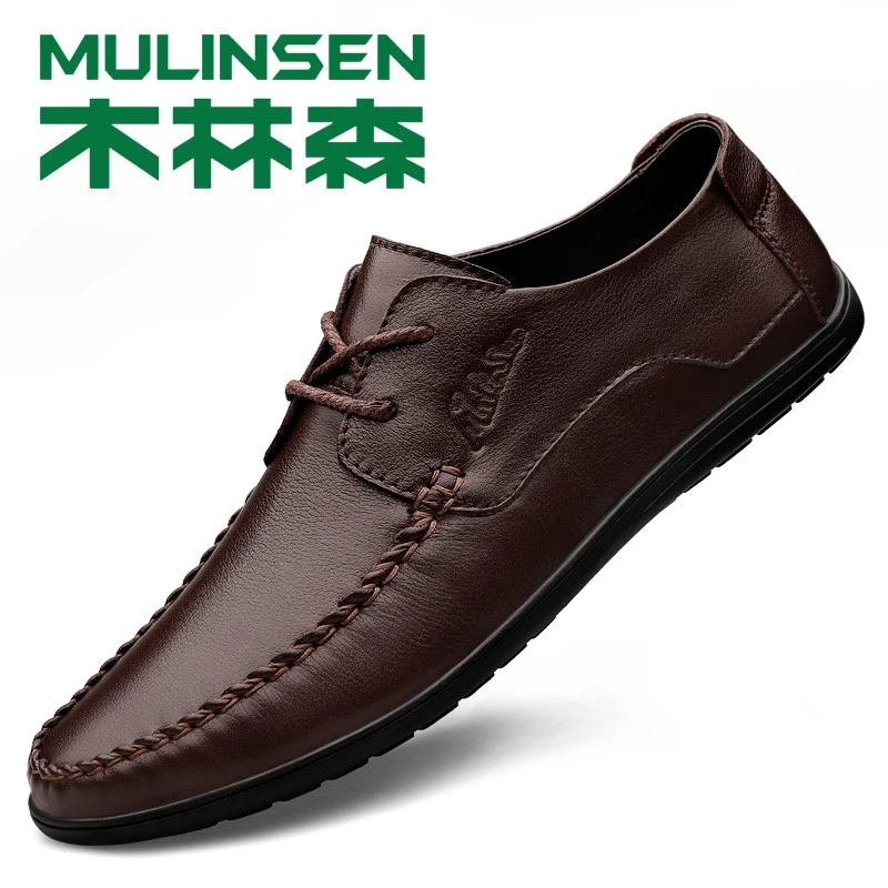 木林森男鞋2025新款真皮透气休闲皮鞋男百搭韩版舒适软皮男款潮鞋