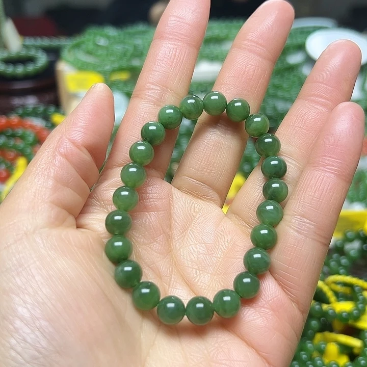 英***花和田玉（碧玉）未镶嵌手链