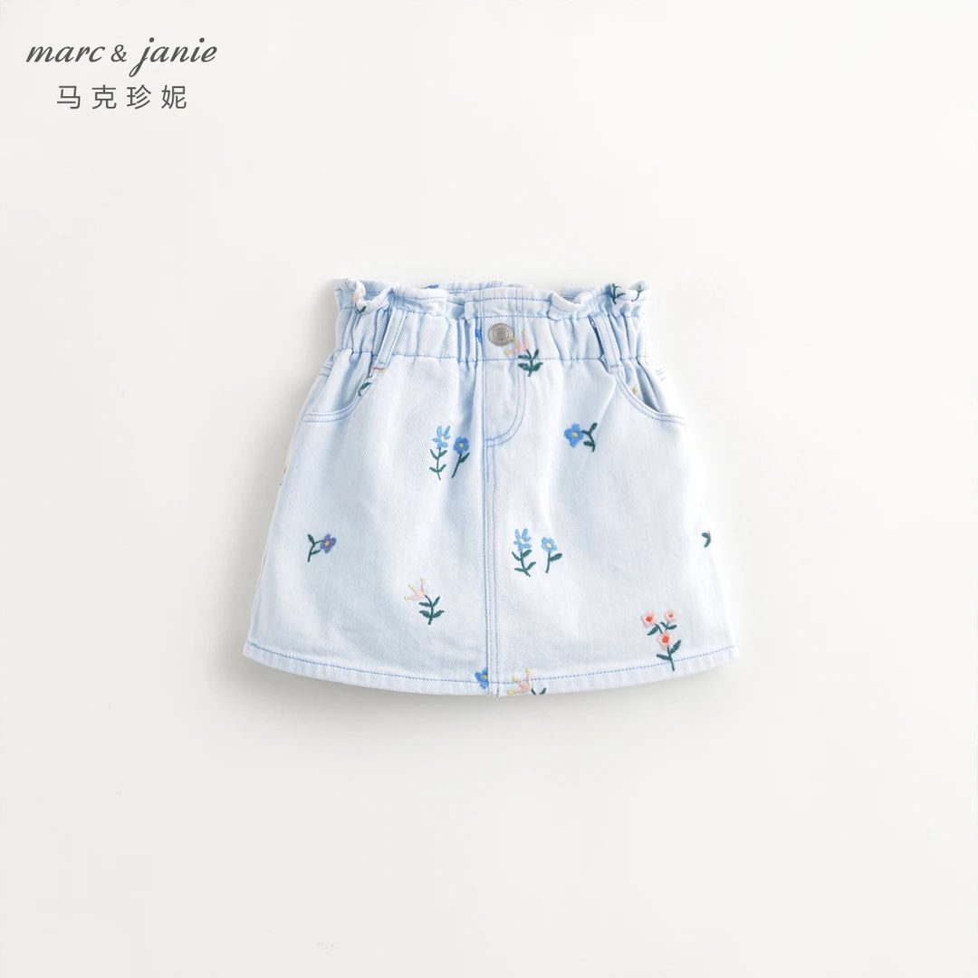 【软牛仔裙】马克珍妮女童夏装刺绣牛仔裙 儿童半身裙外穿240798