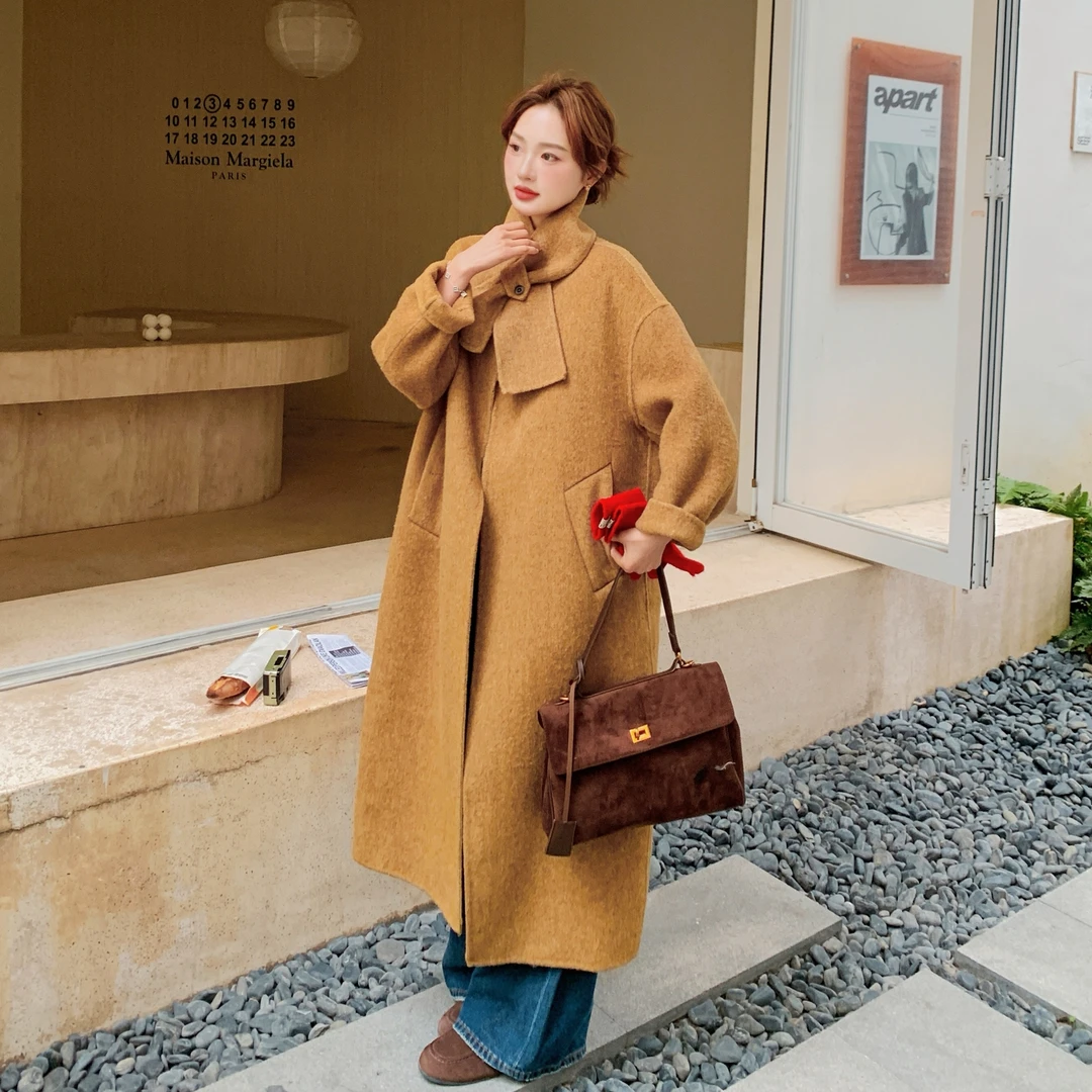 631-640通勤长款圆领直筒型秋季毛呢外套秋冬呢子翻领【非主图款】