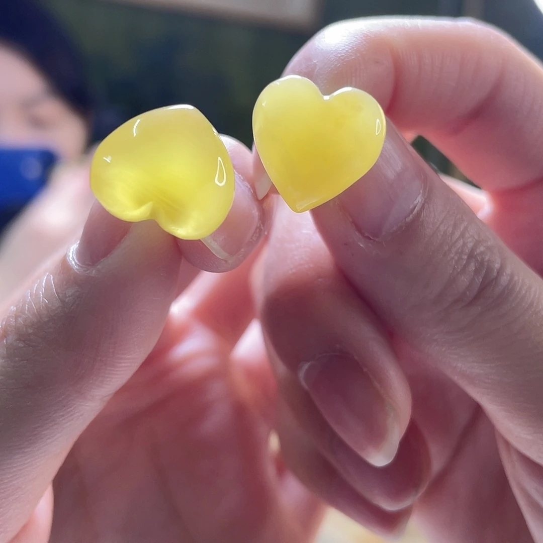 蜜蜡银S925镶嵌裸石耳钉