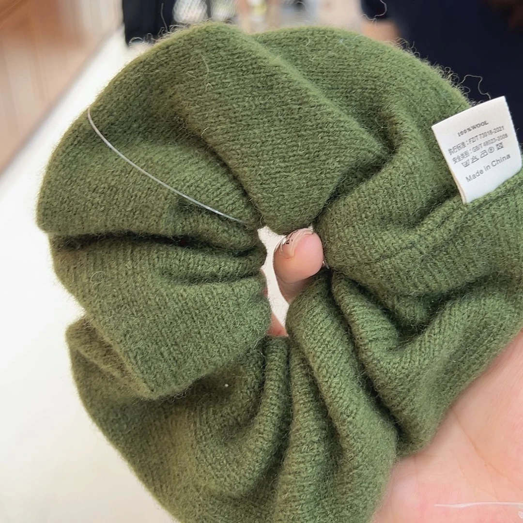 皮质铁合金绿色毛线发圈