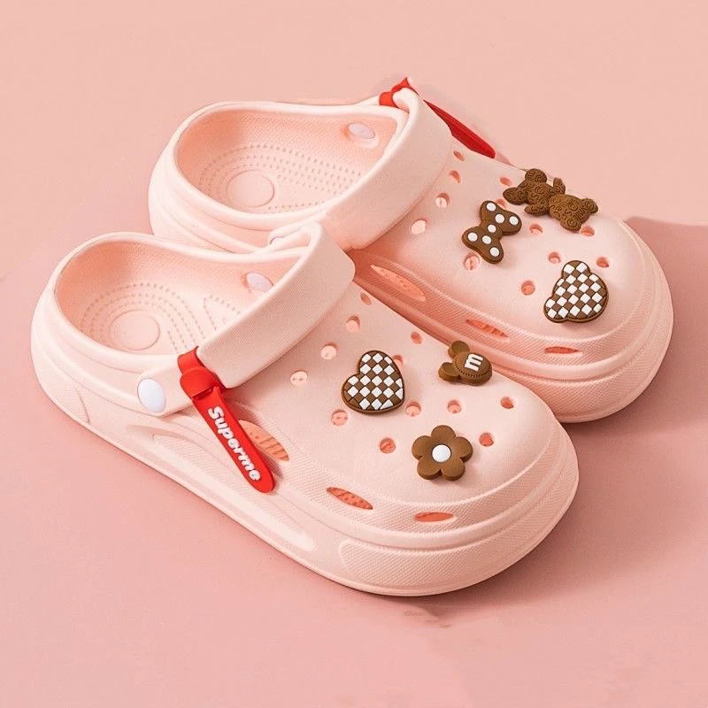 网红时尚百搭厚底洞洞鞋女鞋防滑软底鞋拖ins透气休闲2025新款