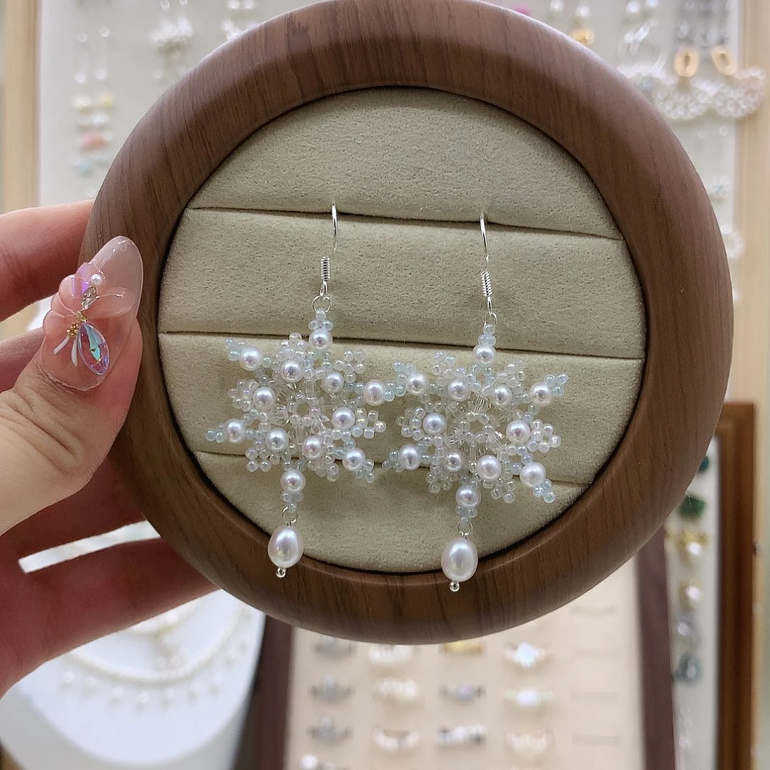 淡水珍珠耳饰银S925镶嵌