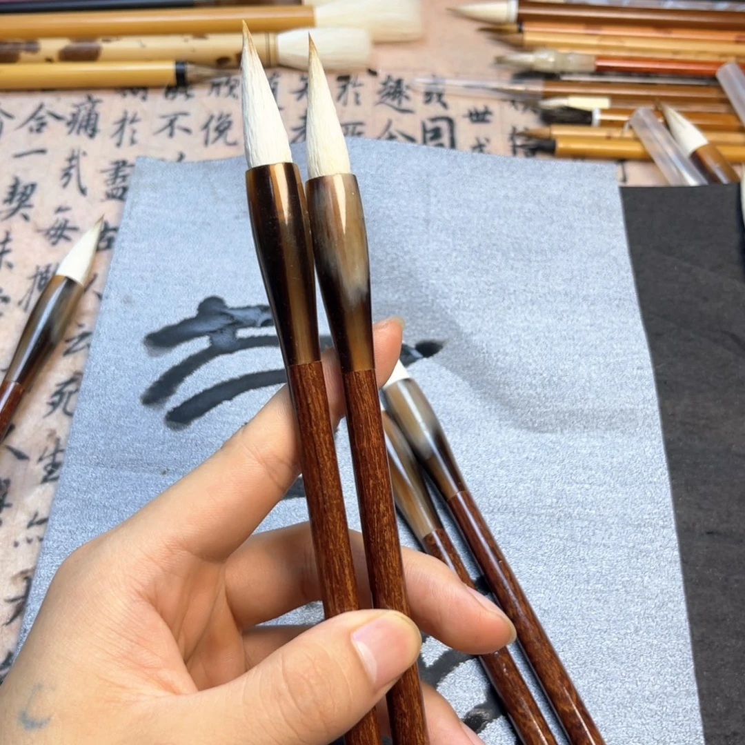 两支牛角中楷毛笔福利