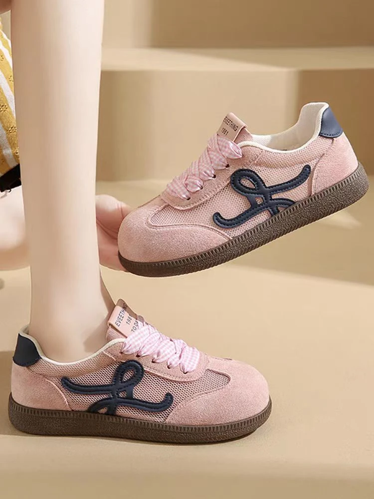 ML611 粉色板鞋女款2025新款夏季镂空透气德训鞋休闲百搭鞋子女鞋