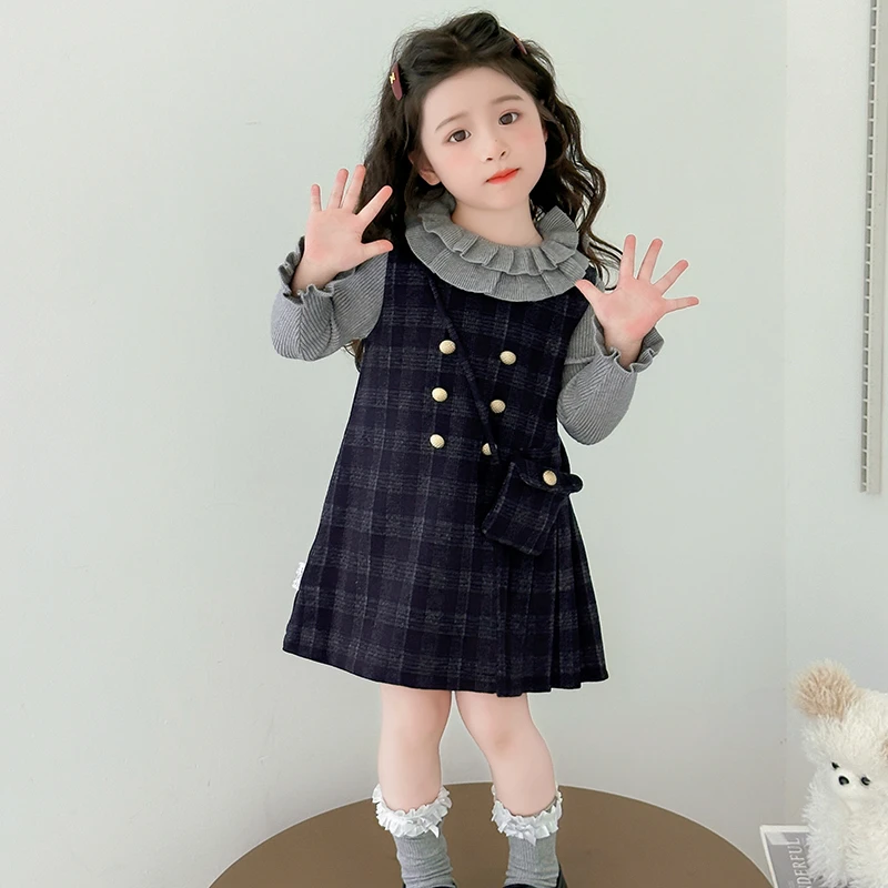 女童连衣裙秋装2025新款儿童小香风公主裙套装宝宝春秋季呢子裙子