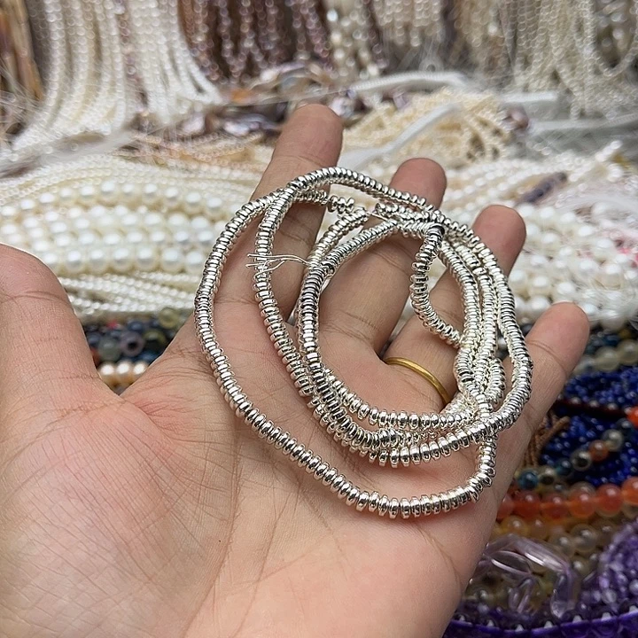 玛瑙/玉髓未镶嵌珠宝半成品2条4mm左右银胆石隔片