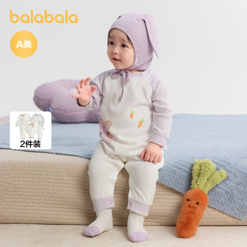 巴拉巴拉婴儿连体衣宝宝爬爬服哈衣2025新款两件装可爱时尚洋气萌