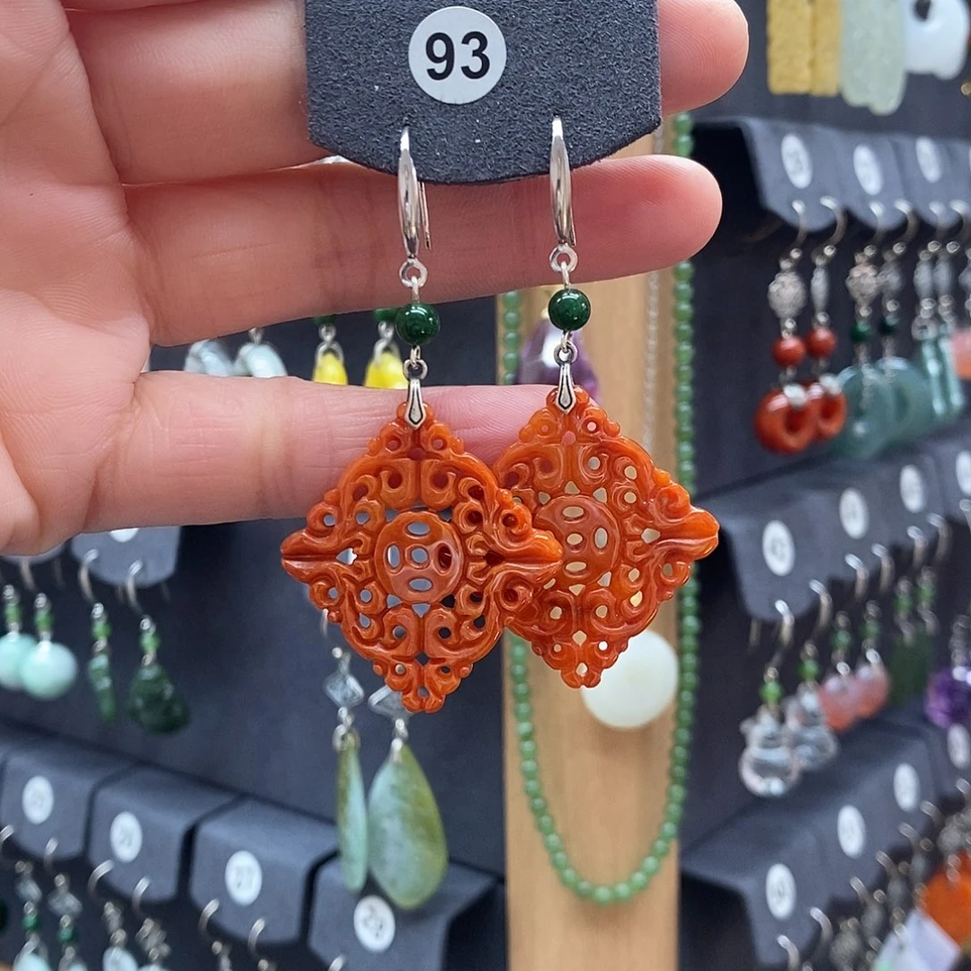 夏***夏翡翠银S925镶嵌耳饰