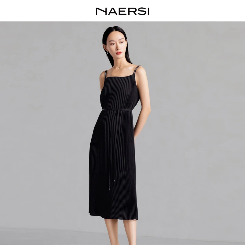 NAERSI/娜尔思时尚气质吊带款连衣裙夏季新款修身裙子NF08871W0