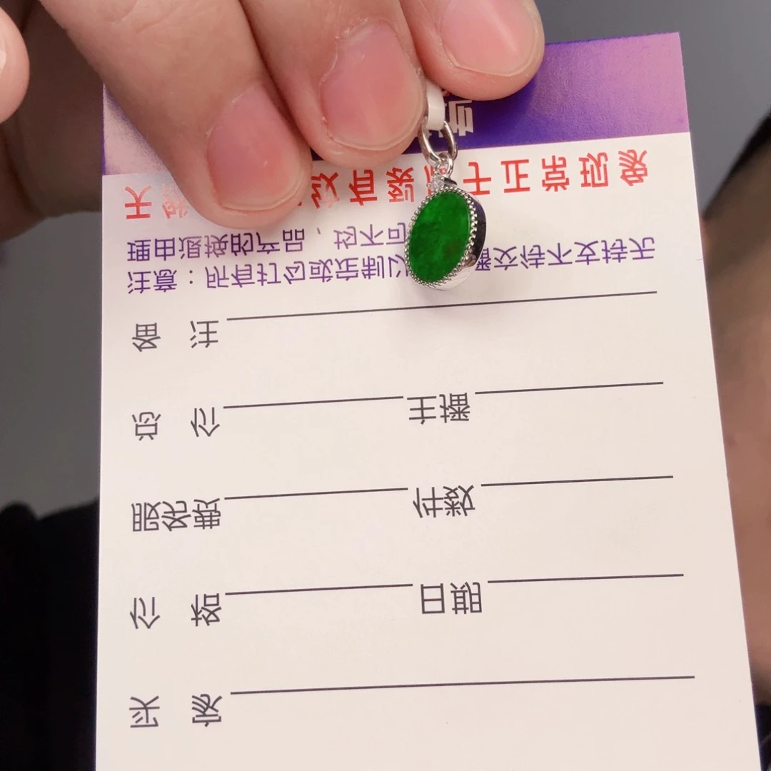 翡翠颈饰银S925镶嵌一件
