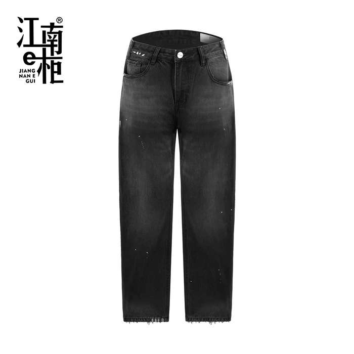 江南e柜  时尚百搭复古宽松色织重磅洗水牛仔裤456302222
