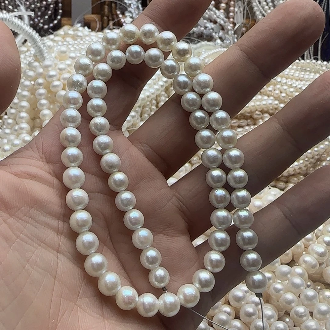 饼***干未镶嵌半成品淡水珍珠hai水卡7mm