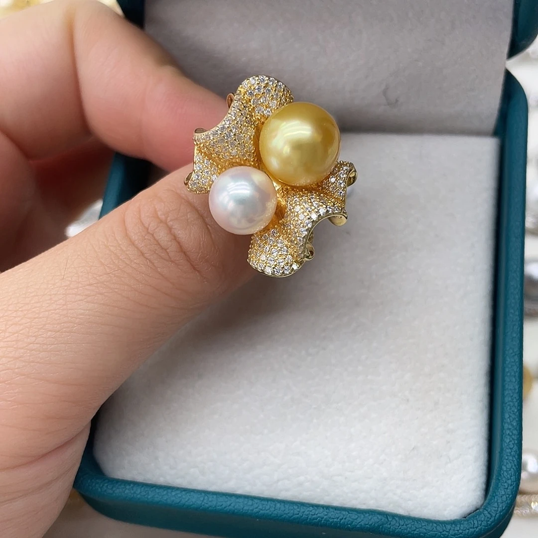 戒指银S925镶嵌海水珍珠