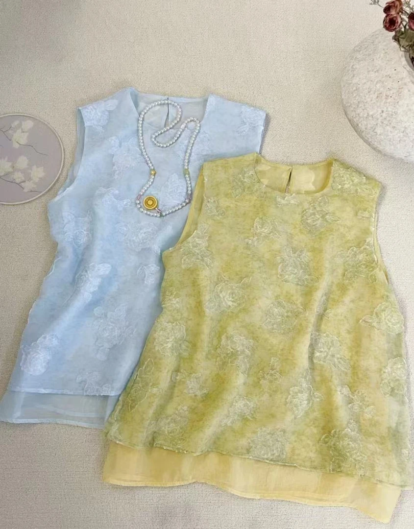 【丽鑫】重工刺绣无袖小衫