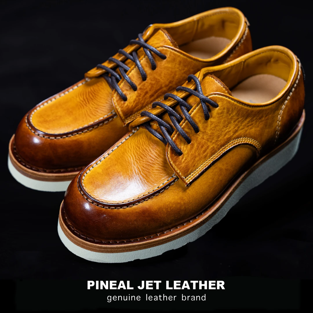 PJL新款男士复古时尚百搭英伦风商务低帮007V牛皮厚底皮鞋